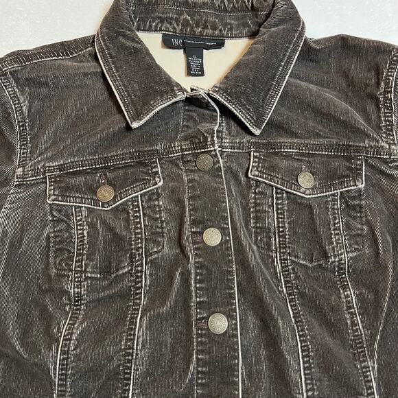 INC International Concepts Corduroy Button Up Jacket Size XL Stretch Cotton Boho - Picture 5 of 6